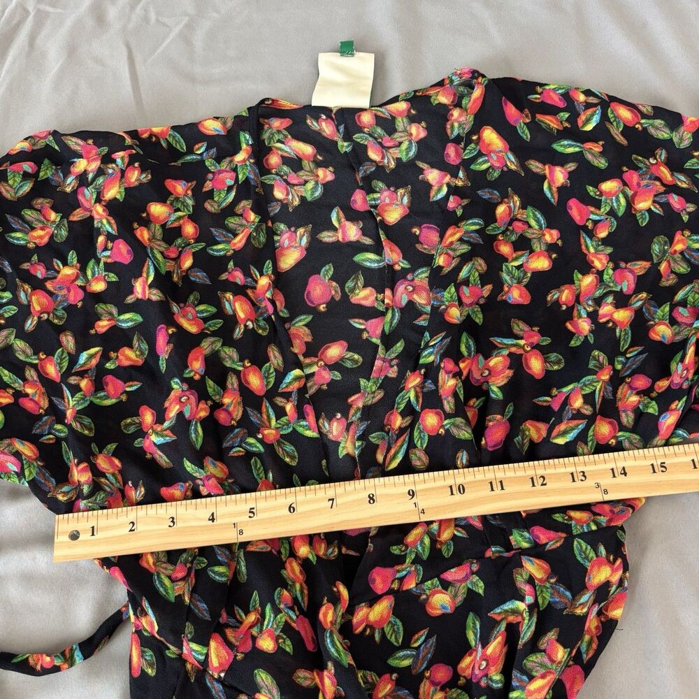 Farm Rio Anthropologie Black Multicolor Floral Cashew Print Wrap Maxi Dress XS - Picture 8 of 8